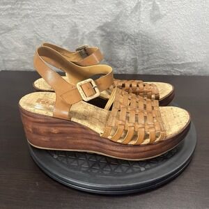 Korks Women's Size 9M Brown Woven Marley Platform Wedge Heel Adjustable Sandals